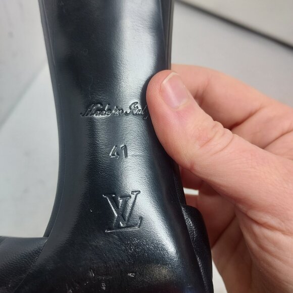 LOUIS VUITTON Monogram Black Embossed Revival Heel Sandal - Picture 7 of 12
